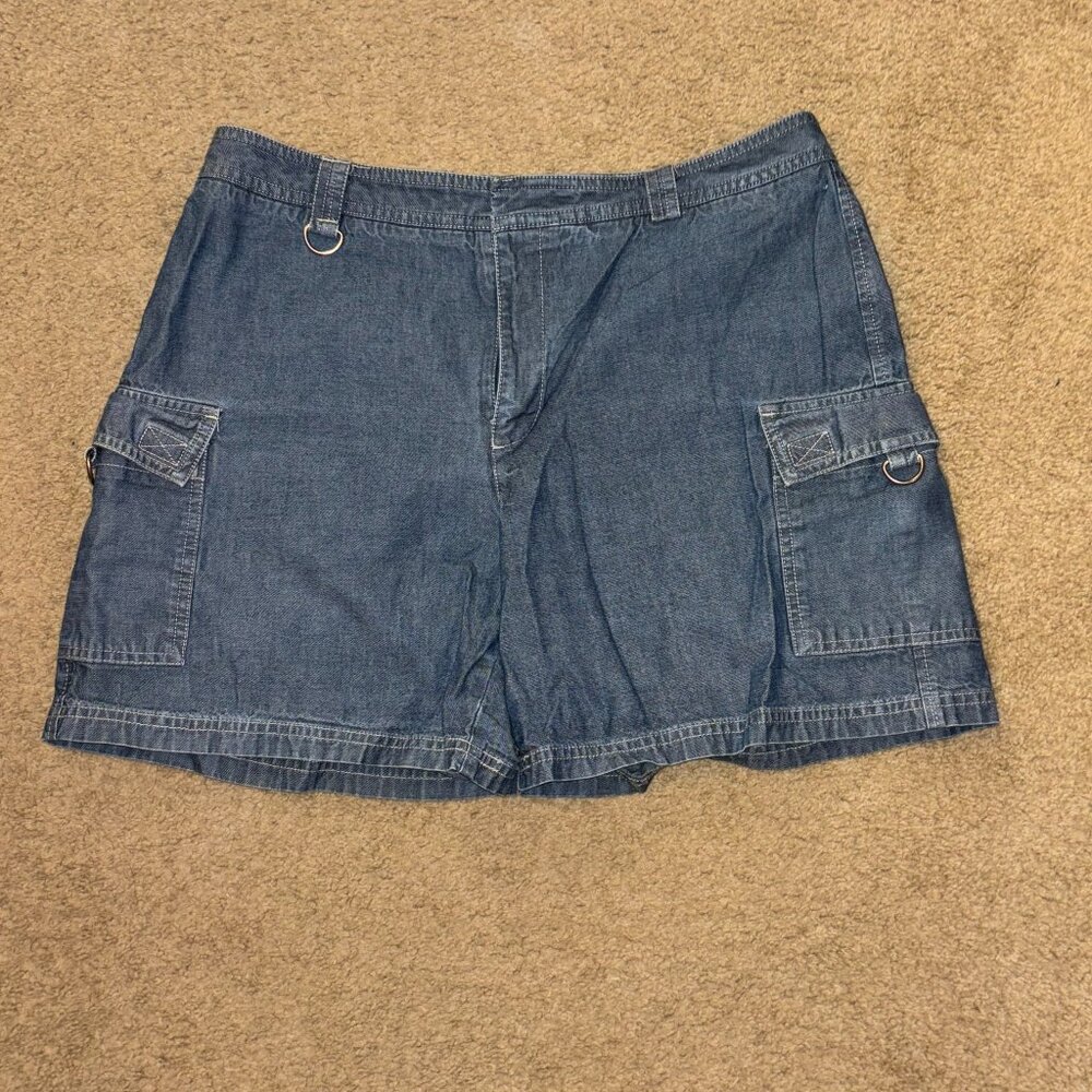Vintage Women's Dockers Blue Cotton Cargo Shorts Size 12